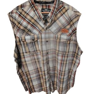 Harley-Davidson Men's Size 4XL Plaid Sleeveless Shirt